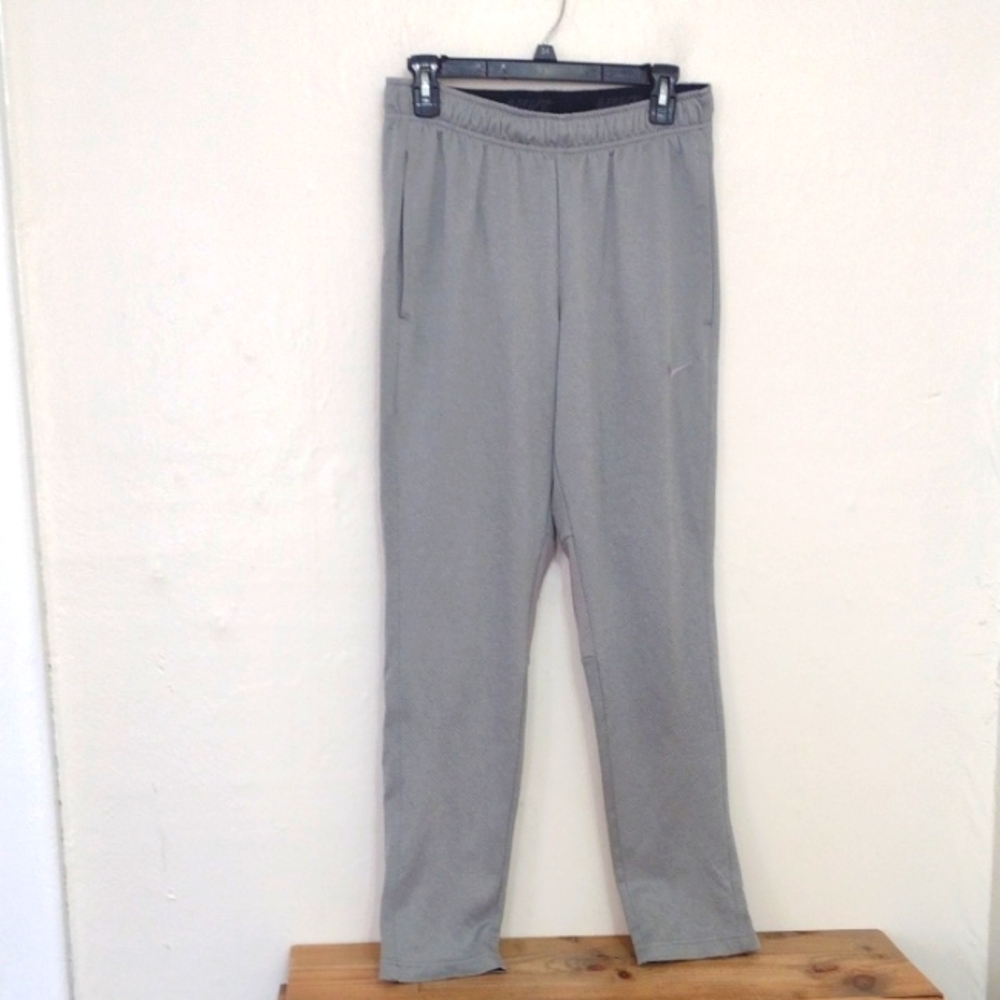 Nike Drawstring Waist Gray Dri Fit High Waist Track Pants Ankle Zippers Size S